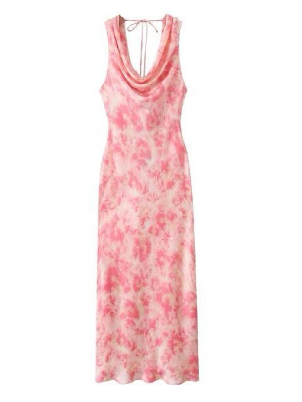 Zara Pink Tie-Dye Cowl-Neck Maxi Dress‎